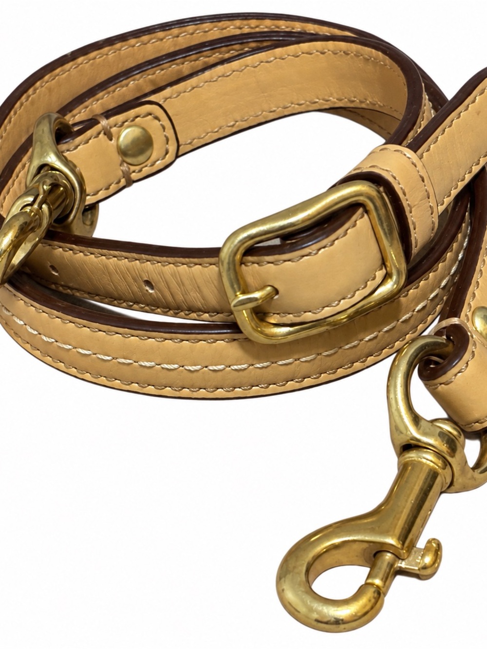 Coach Tan Leather Detachable Strap with Gold Hardware